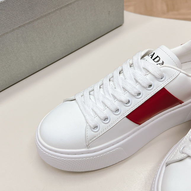 PRA LEATHER LOGO OUTLET SNEAKERS BLACK AND CHERRY CALFSKIN