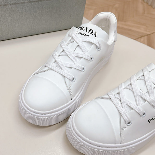 PRA LOGO OUTLET BASIC SNEAKERS WHITE CALFSKIN