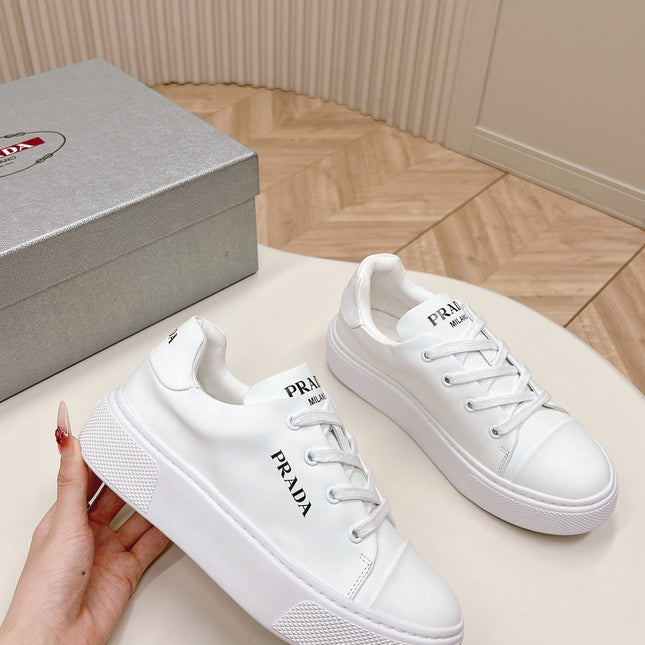 PRA LOGO OUTLET BASIC SNEAKERS WHITE CALFSKIN