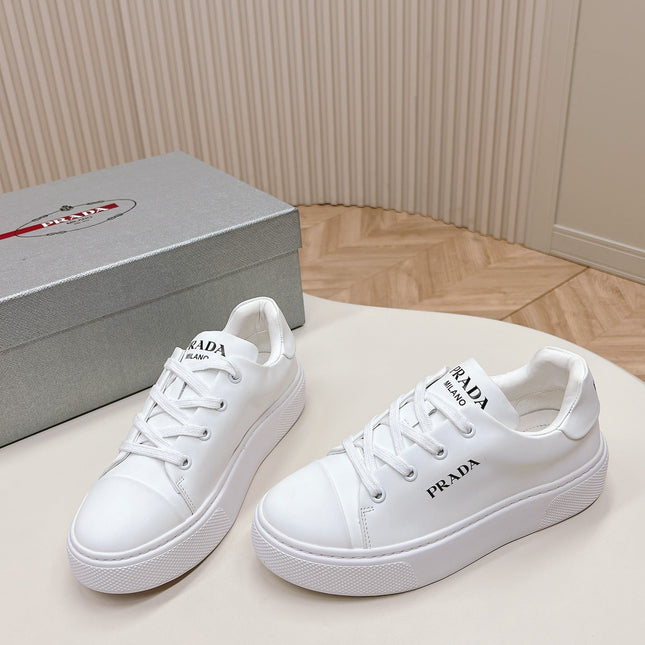 PRA LOGO OUTLET BASIC SNEAKERS WHITE CALFSKIN