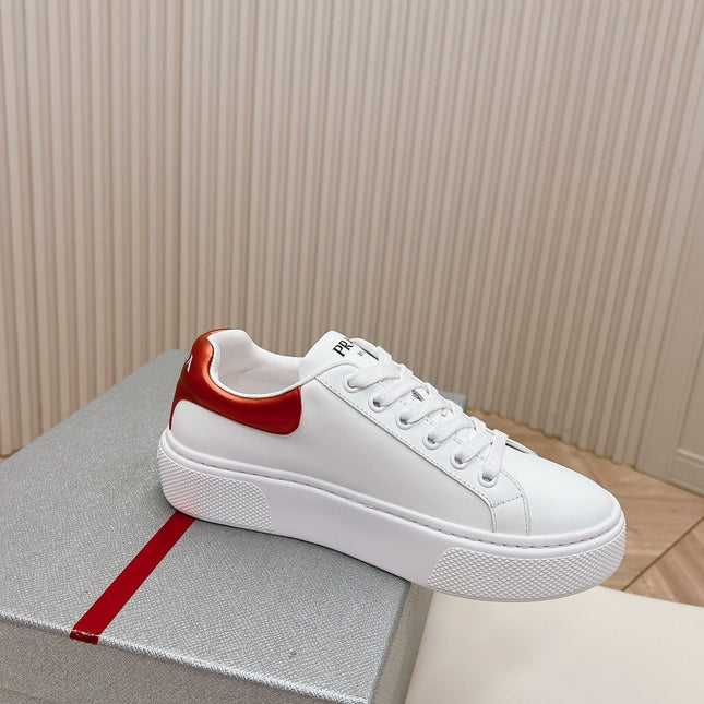 PRA RETRO SNEAKERS WHITE AND CRIMSON CALFSKIN