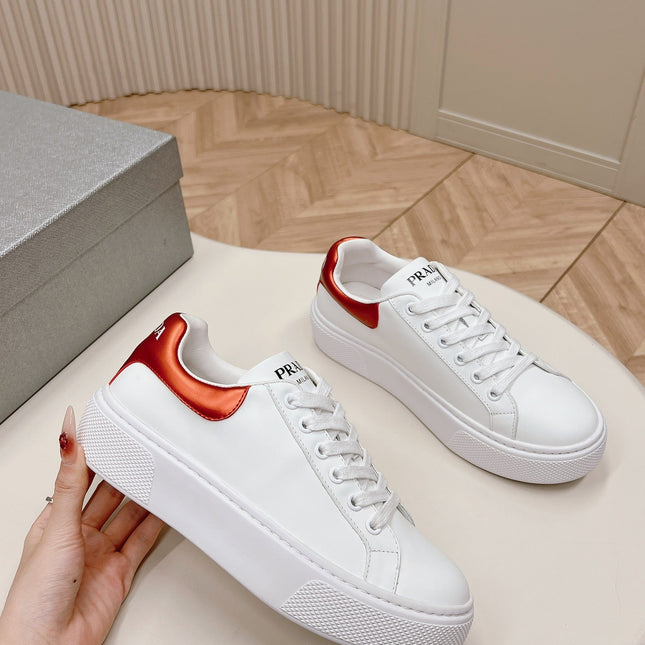 PRA RETRO SNEAKERS WHITE AND CRIMSON CALFSKIN