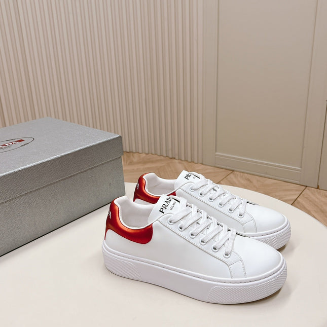 PRA RETRO SNEAKERS WHITE AND CRIMSON CALFSKIN