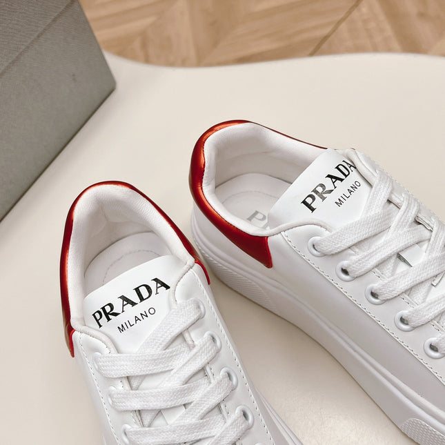 PRA RETRO SNEAKERS WHITE AND CRIMSON CALFSKIN