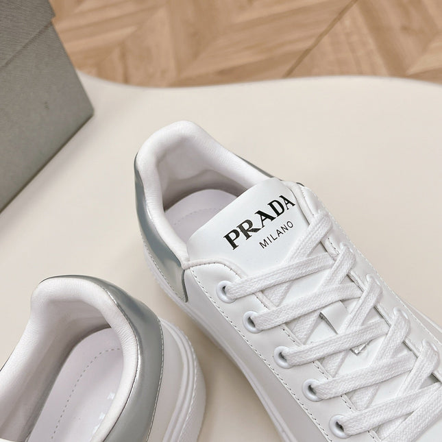 PRA RETRO SNEAKERS WHITE AND GRAY CALFSKIN