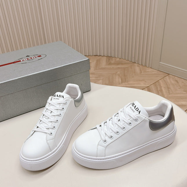 PRA RETRO SNEAKERS WHITE AND GRAY CALFSKIN