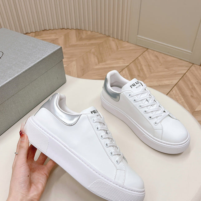 PRA RETRO SNEAKERS WHITE AND GRAY CALFSKIN
