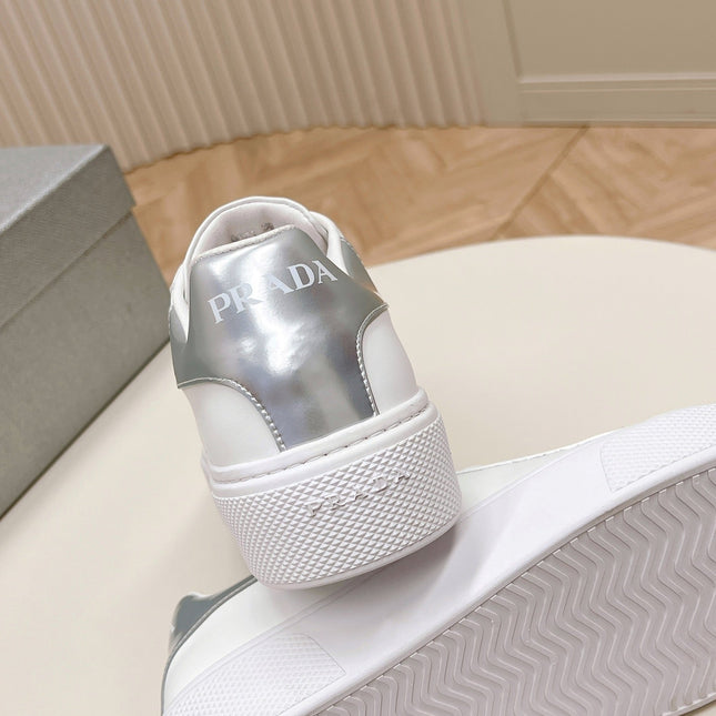 PRA RETRO SNEAKERS WHITE AND GRAY CALFSKIN