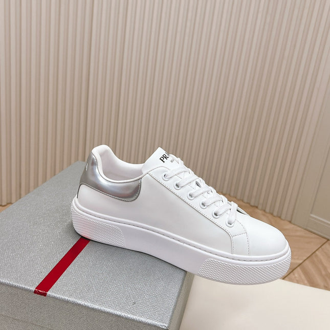 PRA RETRO SNEAKERS WHITE AND GRAY CALFSKIN