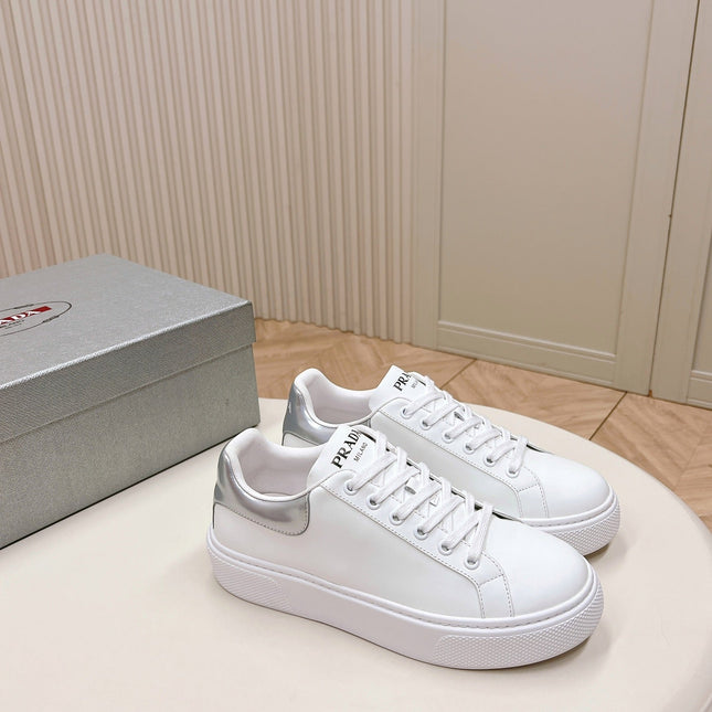 PRA RETRO SNEAKERS WHITE AND GRAY CALFSKIN