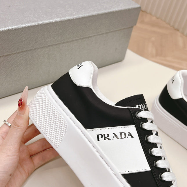 PRA LEATHER LOGO OUTLET SNEAKERS BLACK CALFSKIN