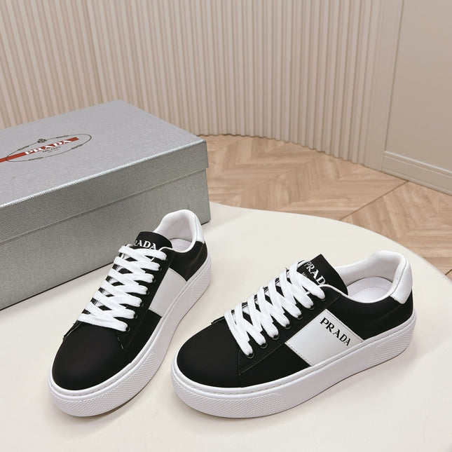 PRA LEATHER LOGO OUTLET SNEAKERS BLACK CALFSKIN