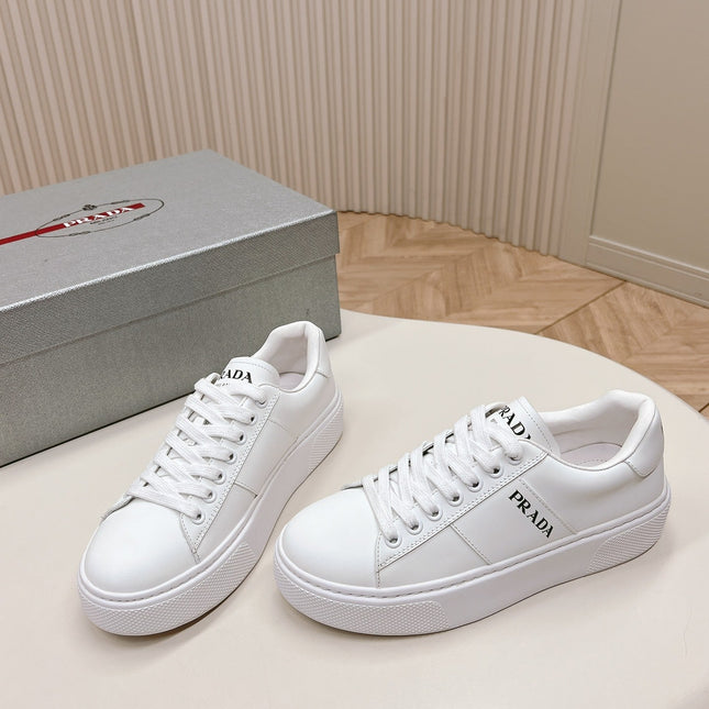 PRA LEATHER LOGO OUTLET SNEAKERS WHITE CALFSKIN