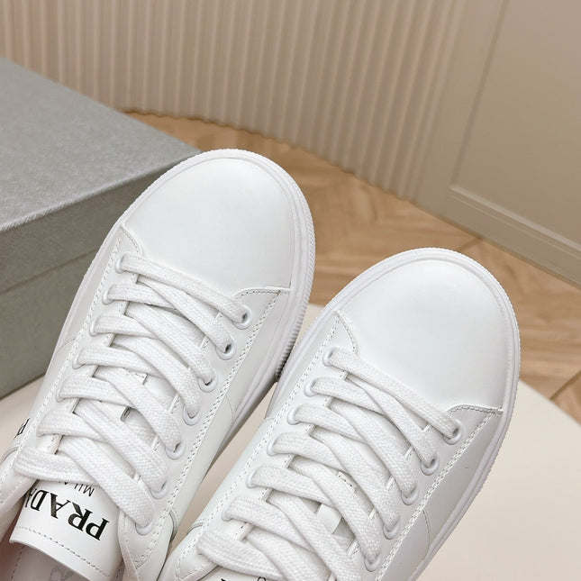 PRA LEATHER LOGO OUTLET SNEAKERS WHITE CALFSKIN