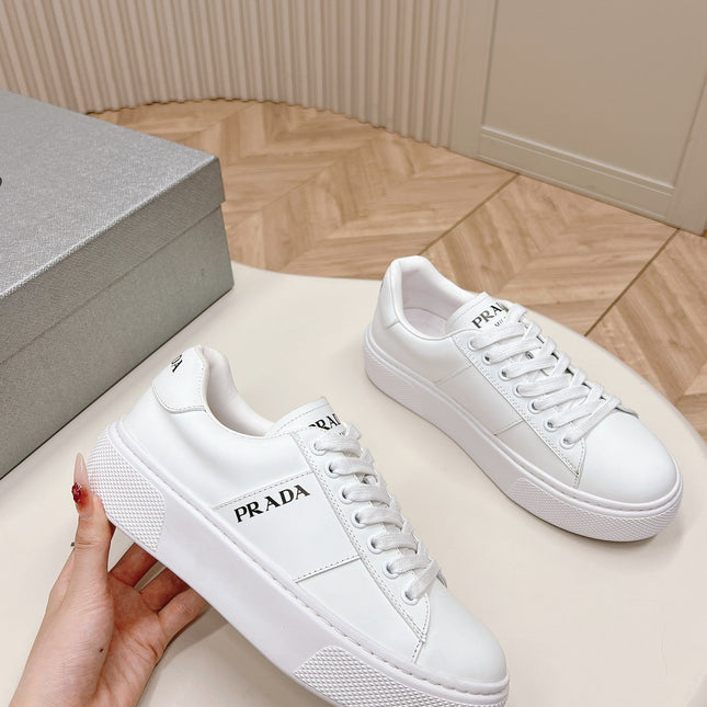 PRA LEATHER LOGO OUTLET SNEAKERS WHITE CALFSKIN