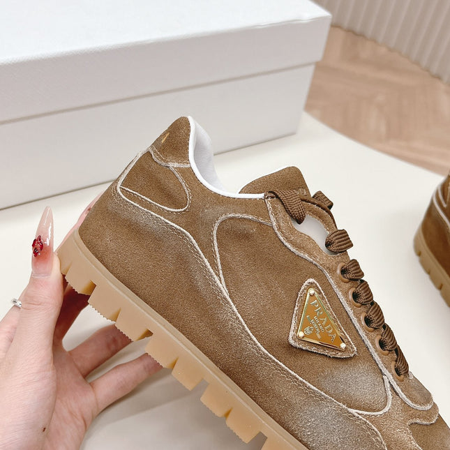 PRA FADED SUEDE SNEAKERS SEPIA AND WHITE