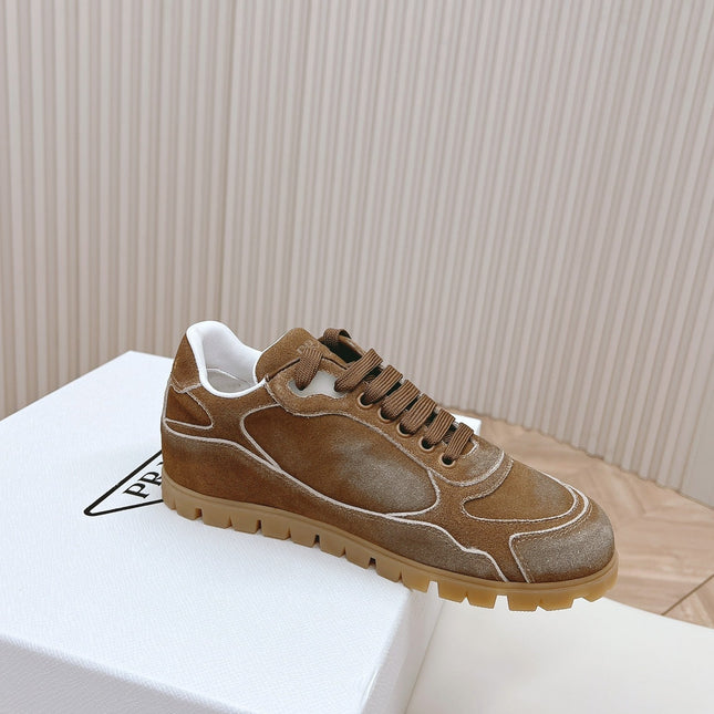 PRA FADED SUEDE SNEAKERS SEPIA AND WHITE