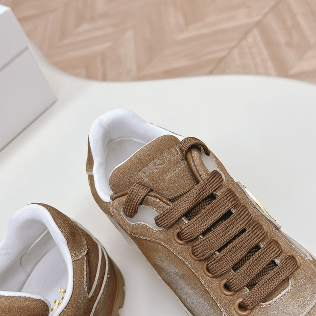 PRA FADED SUEDE SNEAKERS SEPIA AND WHITE