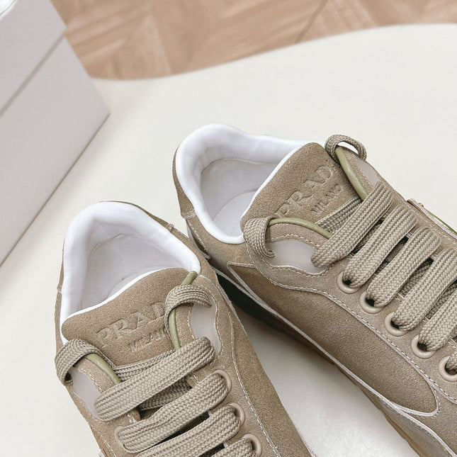 PRA FADED SUEDE SNEAKERS CARAMEL AND WHITE
