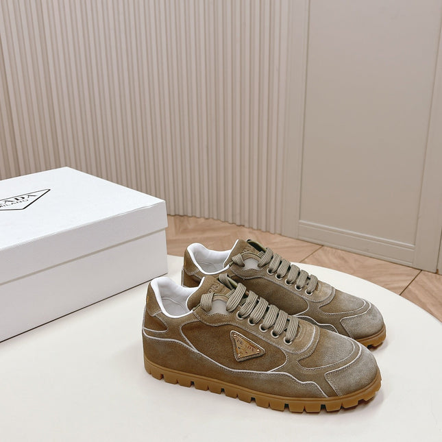 PRA FADED SUEDE SNEAKERS CARAMEL AND WHITE