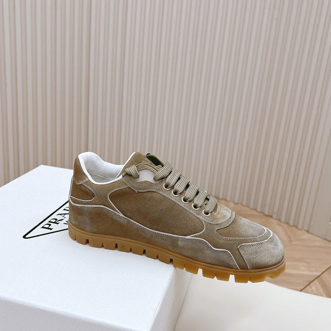 PRA FADED SUEDE SNEAKERS CARAMEL AND WHITE