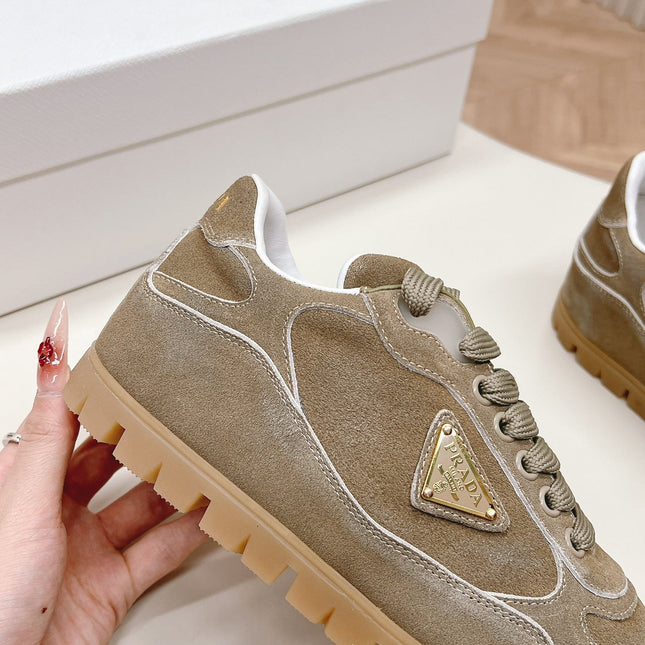 PRA FADED SUEDE SNEAKERS CARAMEL AND WHITE