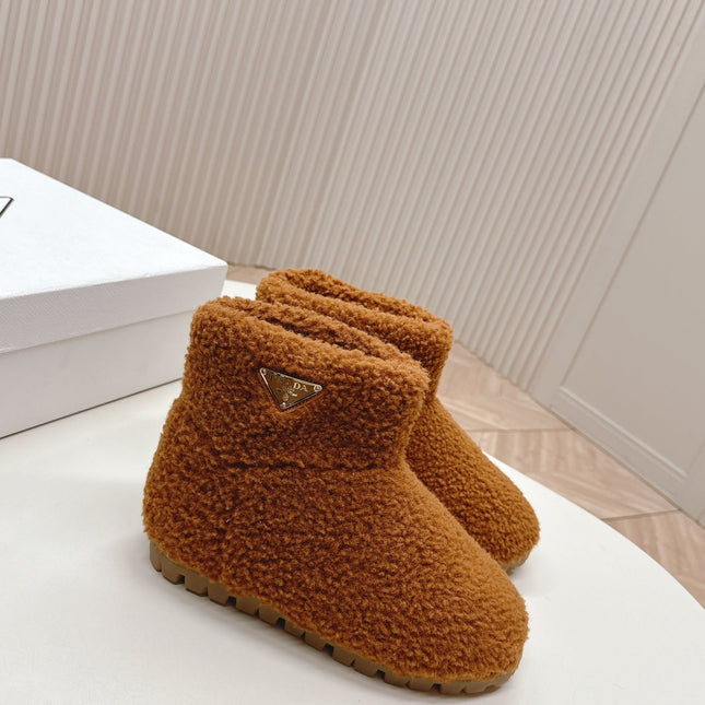 SNOW ANKLE BOOTS IN BRONZE BROWN SHEARLING