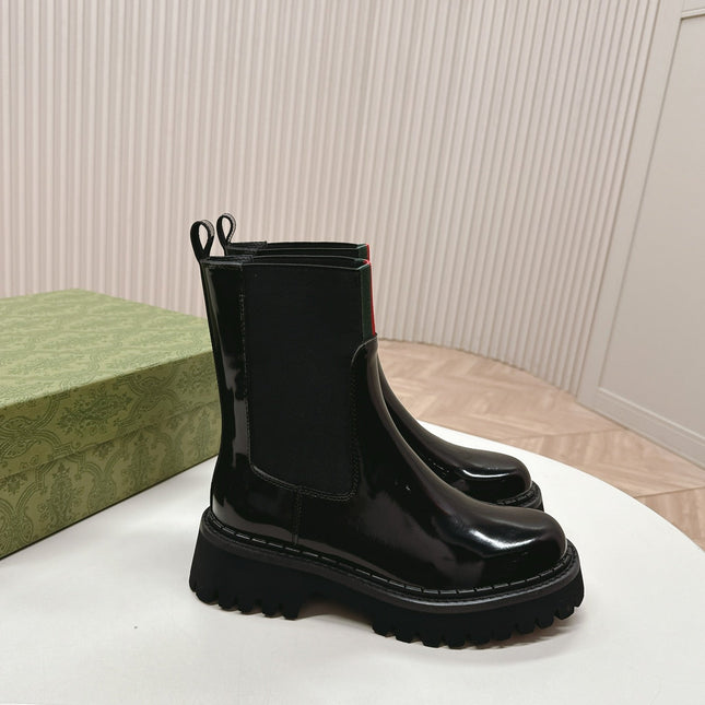 GG CLASSIC MARTIN BOOTS IN BLACK PATENT LEATHER