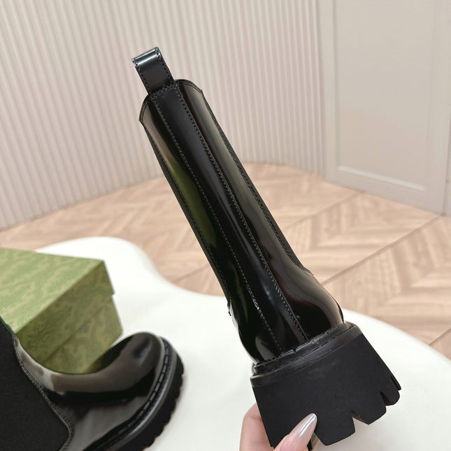 GG CLASSIC MARTIN BOOTS IN BLACK PATENT LEATHER