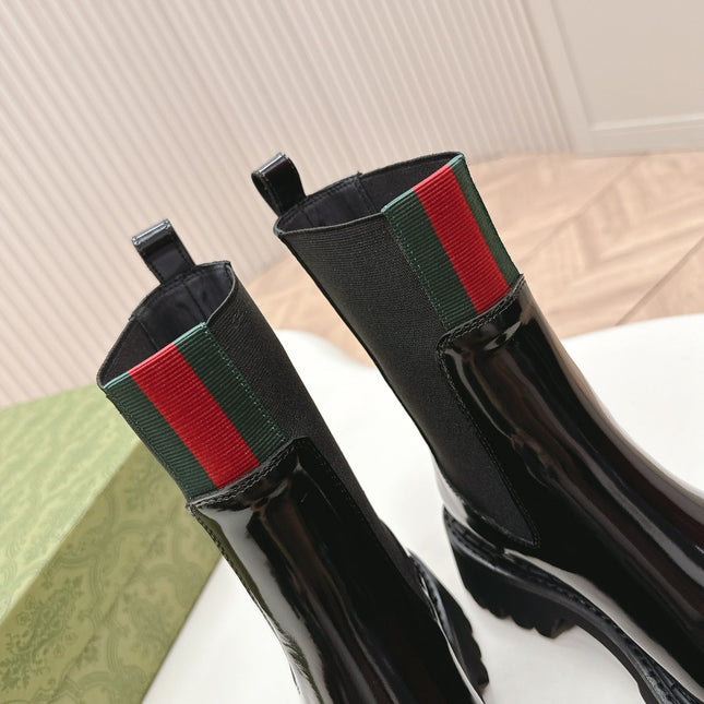GG CLASSIC MARTIN BOOTS IN BLACK PATENT LEATHER