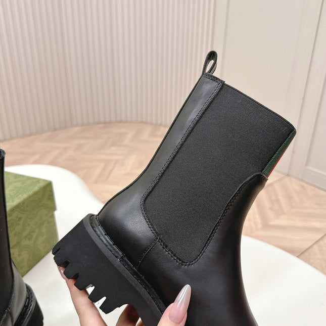 GG CLASSIC MARTIN BOOTS IN BLACK IMPORTED CALFSKIN