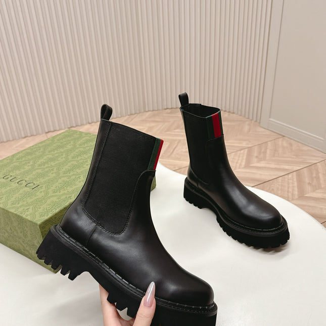 GG CLASSIC MARTIN BOOTS IN BLACK IMPORTED CALFSKIN