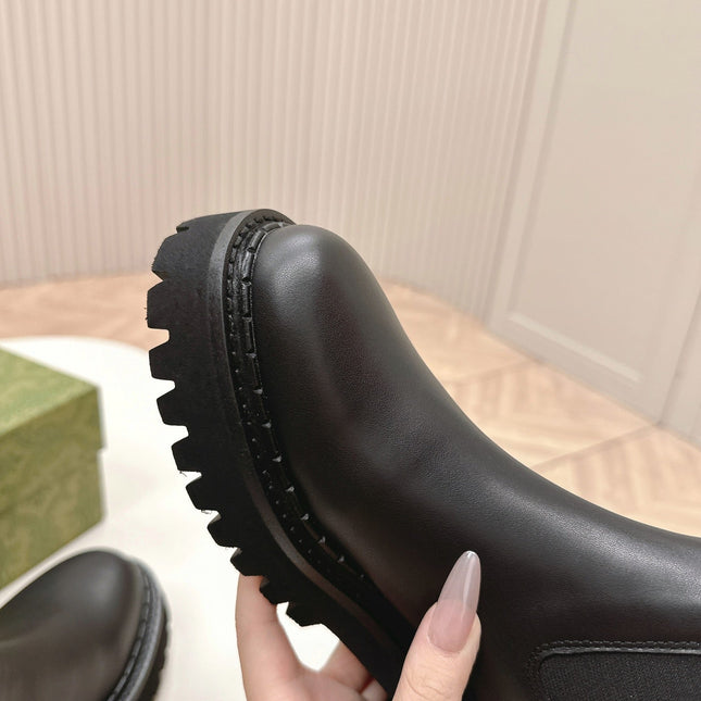 GG CLASSIC MARTIN BOOTS IN BLACK IMPORTED CALFSKIN