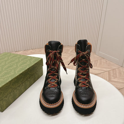 MARTIN ANKLE BOOTS IN BLACK EMBOSSED CALFSKIN MIX BROWN SUEDE