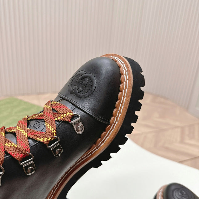 MARTIN ANKLE BOOTS IN BLACK EMBOSSED CALFSKIN MIX BROWN SUEDE