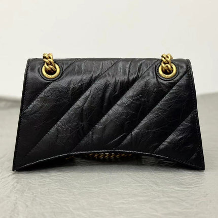 CRUSH SMALL CHAIN BAG 25 IN BLACK QUILTED CRUSHED CALFSKIN GOLD HARDWARE