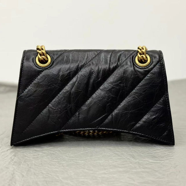 CRUSH SMALL CHAIN BAG 25 IN BLACK QUILTED CRUSHED CALFSKIN GOLD HARDWARE