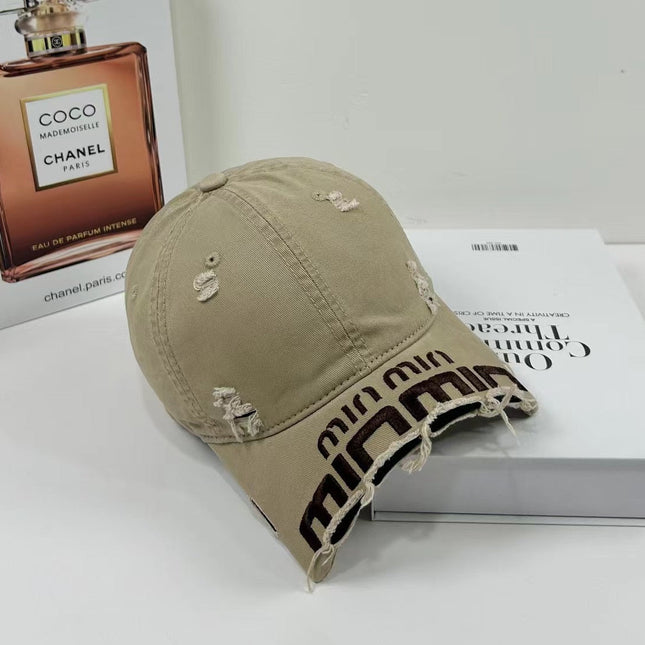 MM DISTRESSED EMBROIDERED BASEBALL CAP DENIM