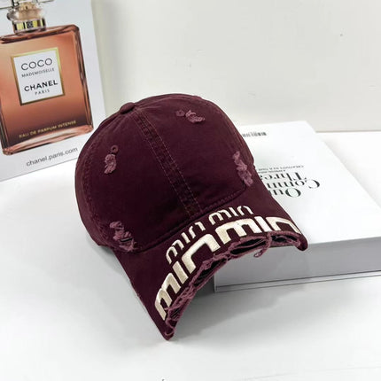 MM DISTRESSED EMBROIDERED BASEBALL CAP DENIM