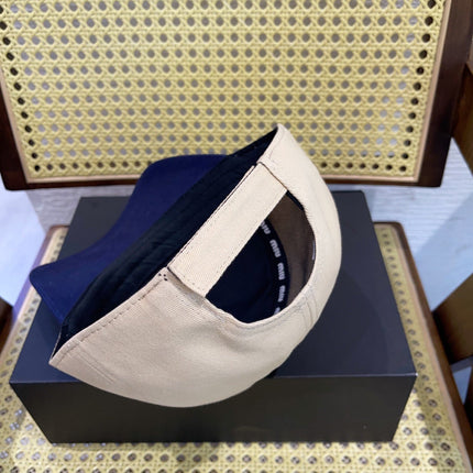 MM BASEBALL CAP IN LIGHT BEIGE AND NAVY BLUE FABRIC WITH LOGO EMBROIDERY