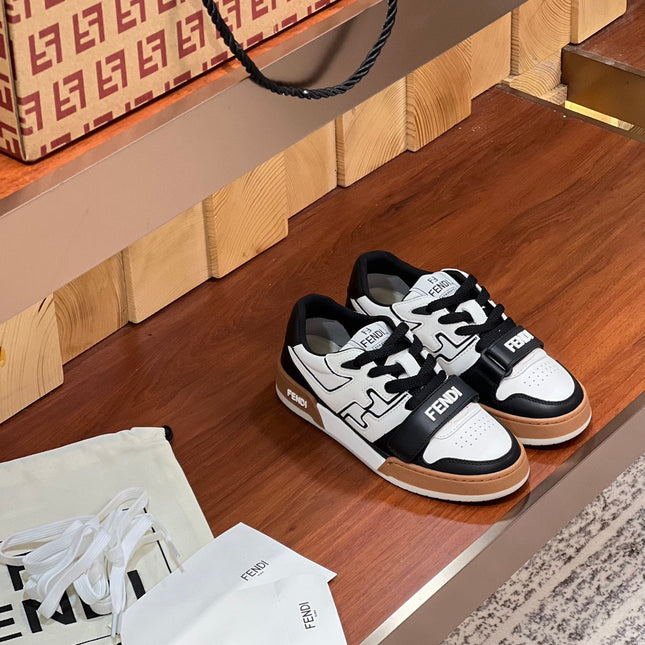 FENDI MATCH IN WHITE MIX BLACK AND BROWN CALFSKIN