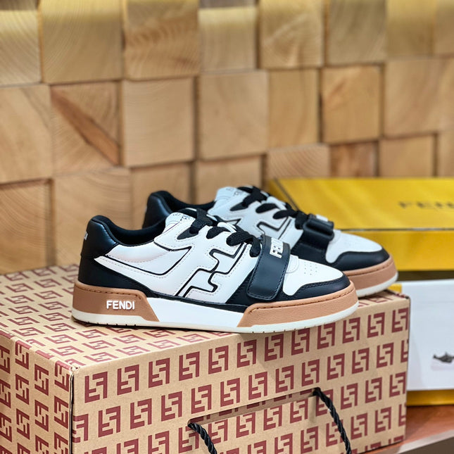 FENDI MATCH IN WHITE MIX BLACK AND BROWN CALFSKIN