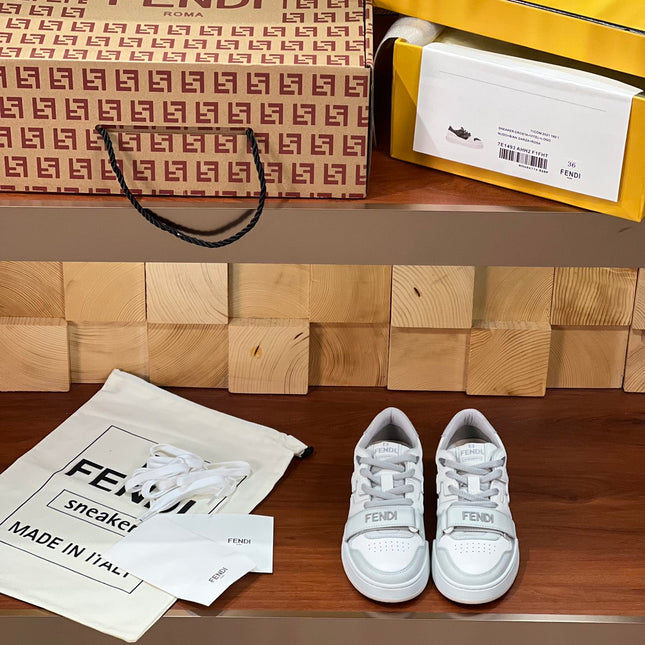 FENDI MATCH IN WHITE MIX LIGHT GREY CALFSKIN