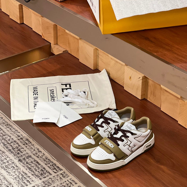 FENDI MATCH IN WHITE MIX OLIVE CALFSKIN