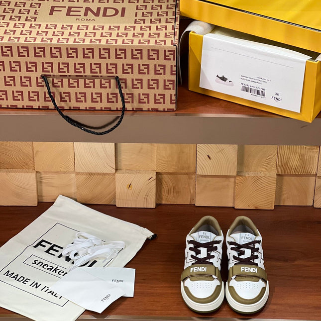 FENDI MATCH IN WHITE MIX OLIVE CALFSKIN