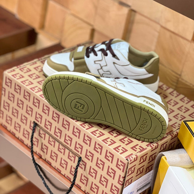 FENDI MATCH IN WHITE MIX OLIVE CALFSKIN