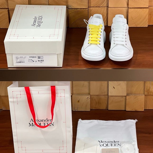 OVERSIZED SNEAKERS IN WHITE CALFSKIN SILVER HEEL TWO-TONE LACES