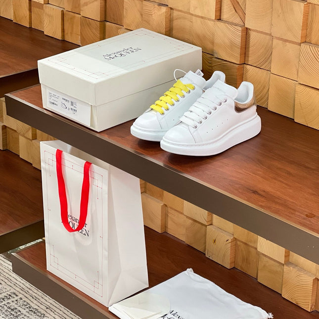 OVERSIZED SNEAKERS IN WHITE CALFSKIN SILVER HEEL TWO-TONE LACES