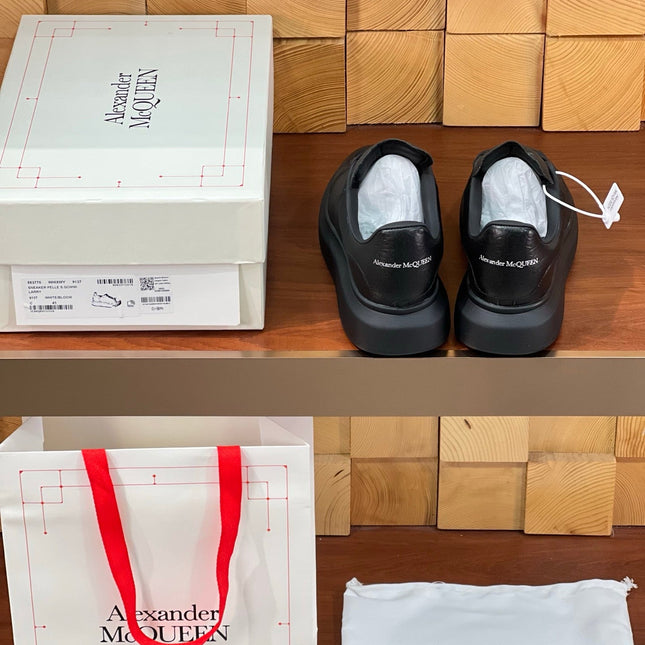 OVERSIZED SNEAKERS IN BLACK TEXTURED LAMBSKIN