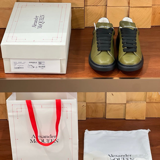 OVERSIZED SNEAKERS IN ARMY GREEN CALFSKIN